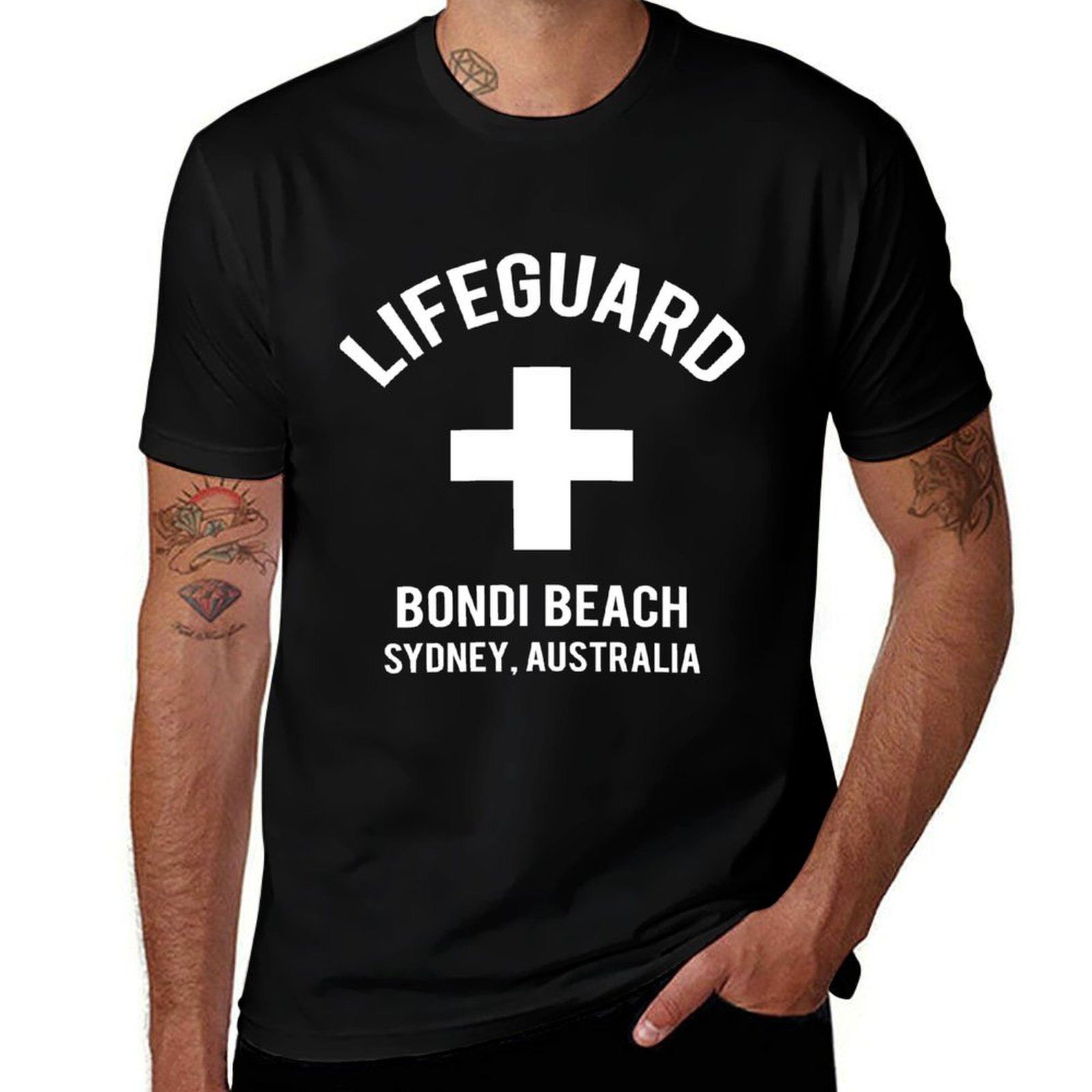 Street Fashion Australia - تي شيرت Lifeguard Bondi Beach Sydney،