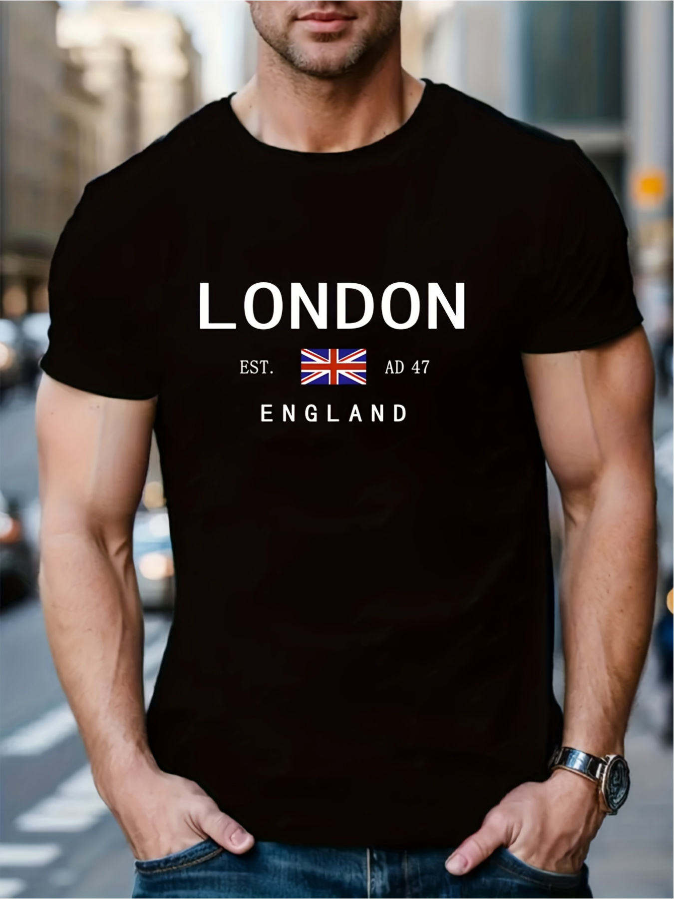 Street Fashion London - تي شيرت مطبوع عليه لندن إنجلترا