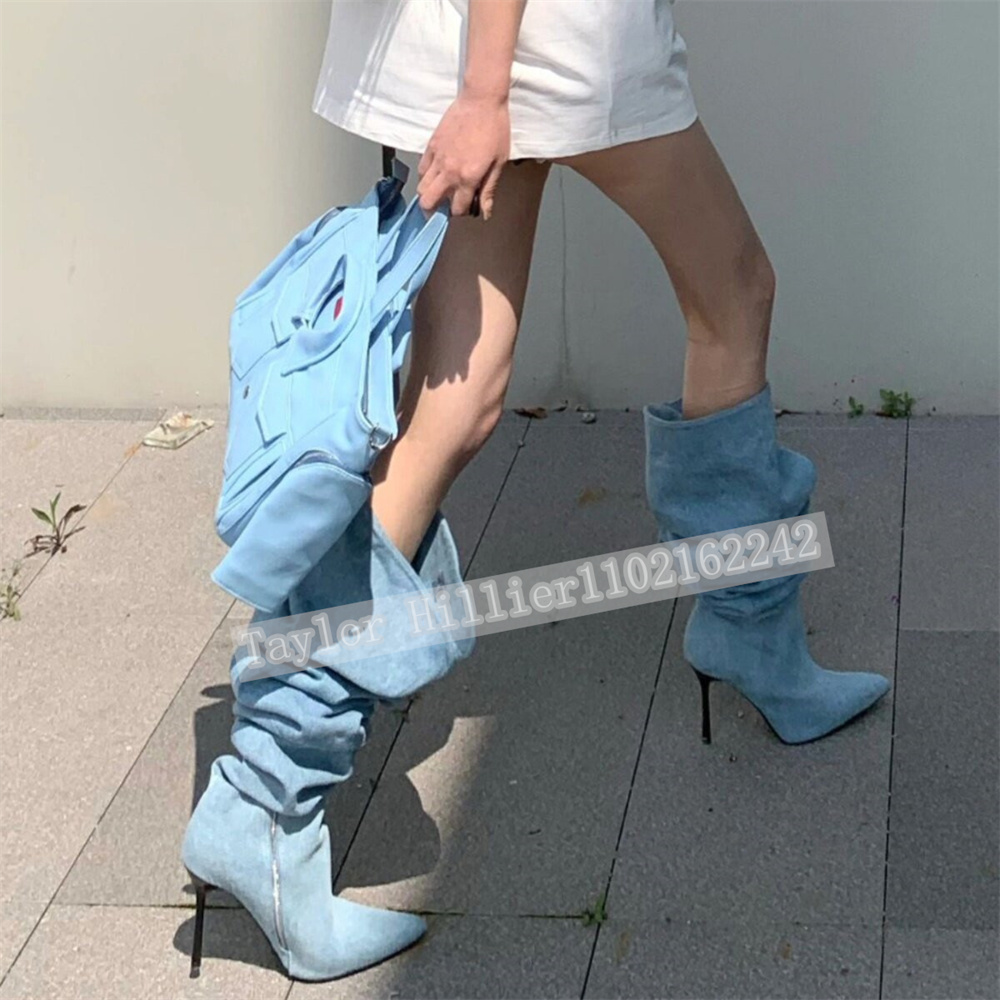 أحذية نسائية زرقاء من الدنيم ا - مراجعة Street Fashion Runway وسعره